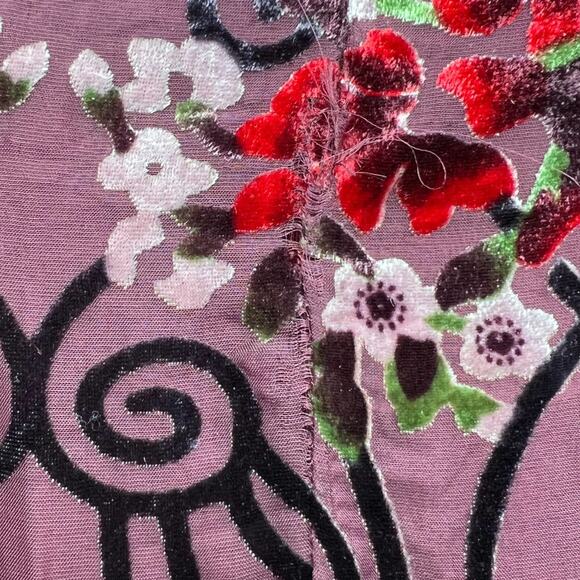 Molly Green Velvet Floral Long Sleeve Top Women's Size Large - Picture 7 of 7
